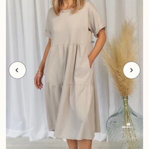 Charli london Talia midi dress beige